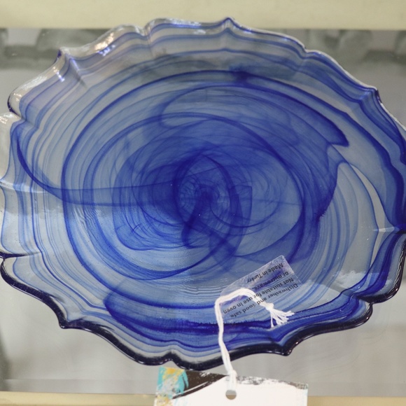 ARDACAM Cobalt Blue Scalloped Salad Plates - S/4 - Picture 1 of 5